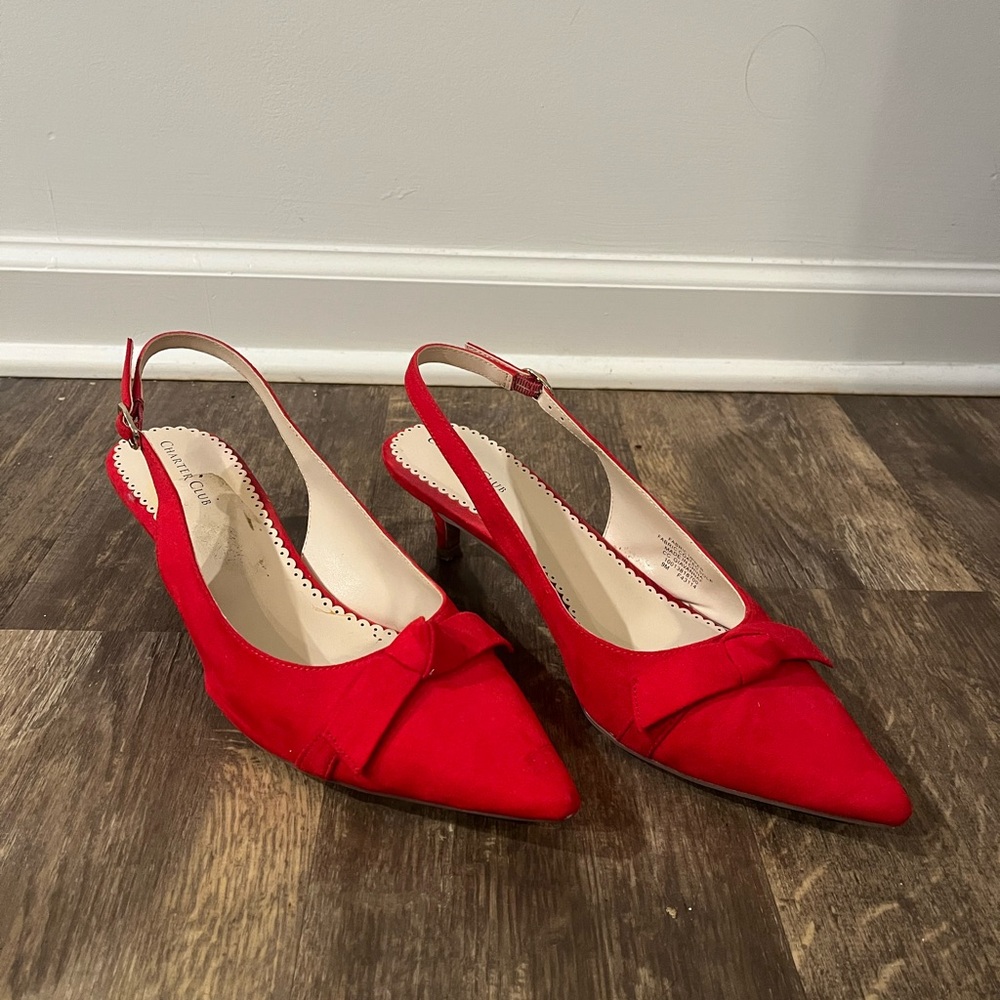Charter Club Red Pointed Toe Slingback Heels